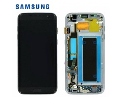 Kijelző Samsung Galaxy S7 EDGE (SM-G935) előlap + LCD kijelző + érintőpanel komplett kerettel fekete GH97-18533A (bontott)